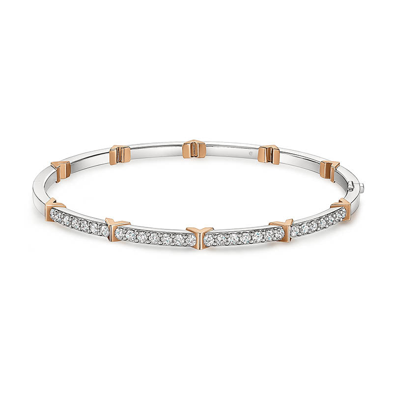 Hearts On Fire Yellow & White Gold Copley Half Pavé Diamond Bangle 