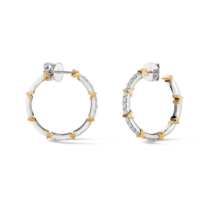 Hearts On Fire Yellow & White Gold Copley Pavé Diamond Hoop Earrings - Medium