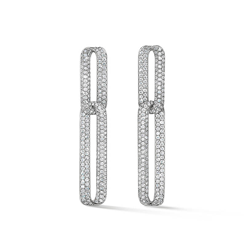 Hearts on Fire Inside/Out White Gold Pavé Link Diamond Earrings