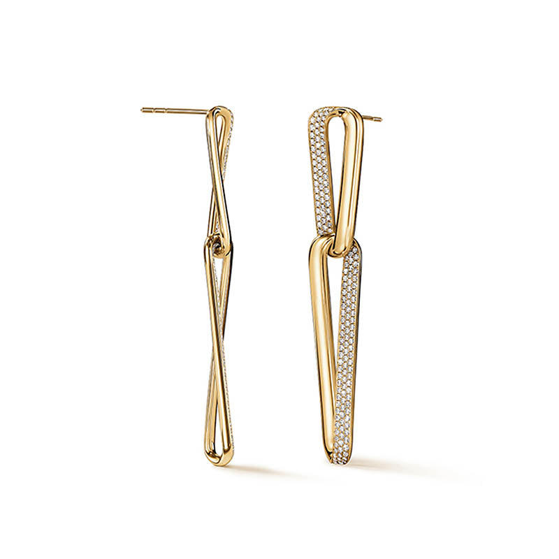 Hearts on Fire Inside/Out Yellow Gold Large Link Diamond Earrings