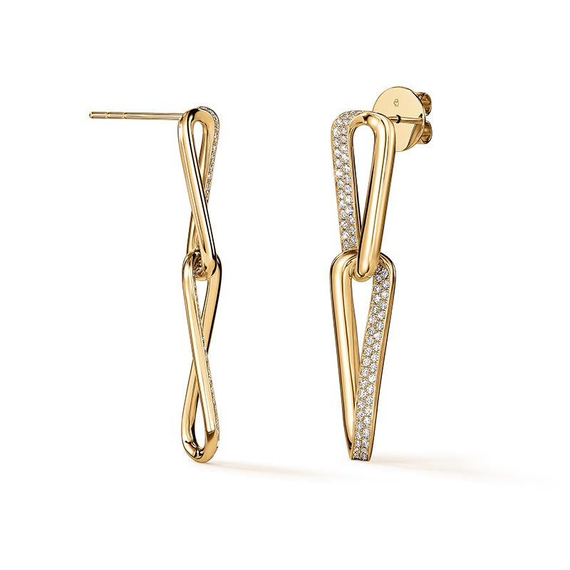 Hearts on Fire Inside/Out Yellow Gold Small Link Diamond Earrings