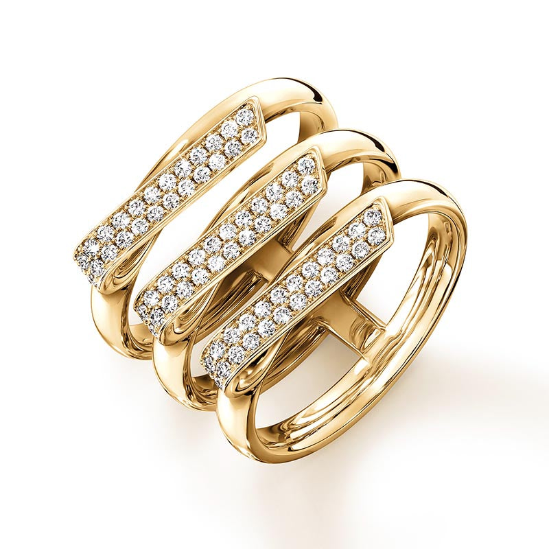 Hearts on Fire Inside/Out Yellow Gold Trio Diamond Band