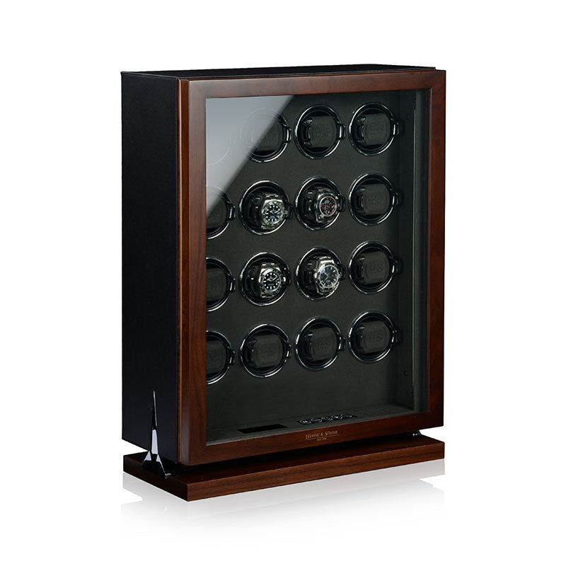 Heisse & Söhne Triton Walnut & Black 16 Watch Winder