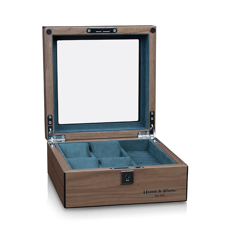 Heisse & Söhne Borneaux 4pc Watch with Storage Walnut Box