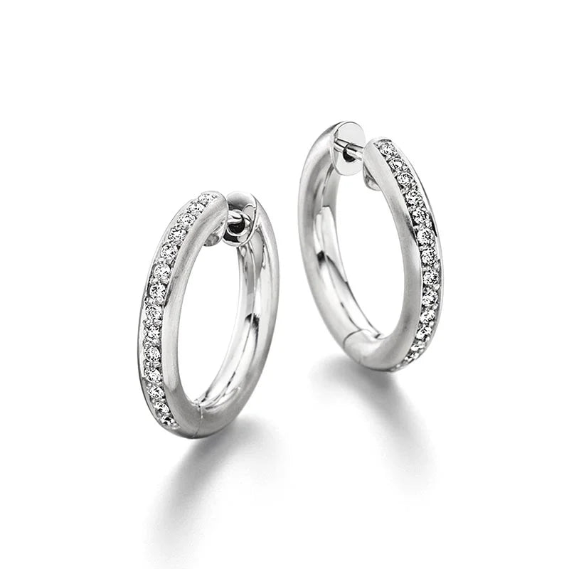 Henrich & Denzel Favorita Platinum Diamond Hoop Earrings