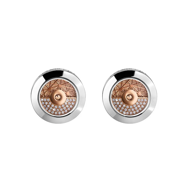 Jacob & Co. Stainless Steel & Rose Tone Diamond Cufflinks