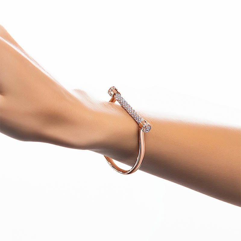 Jacob & Co. Estribo Rose Gold Diamond Bangle