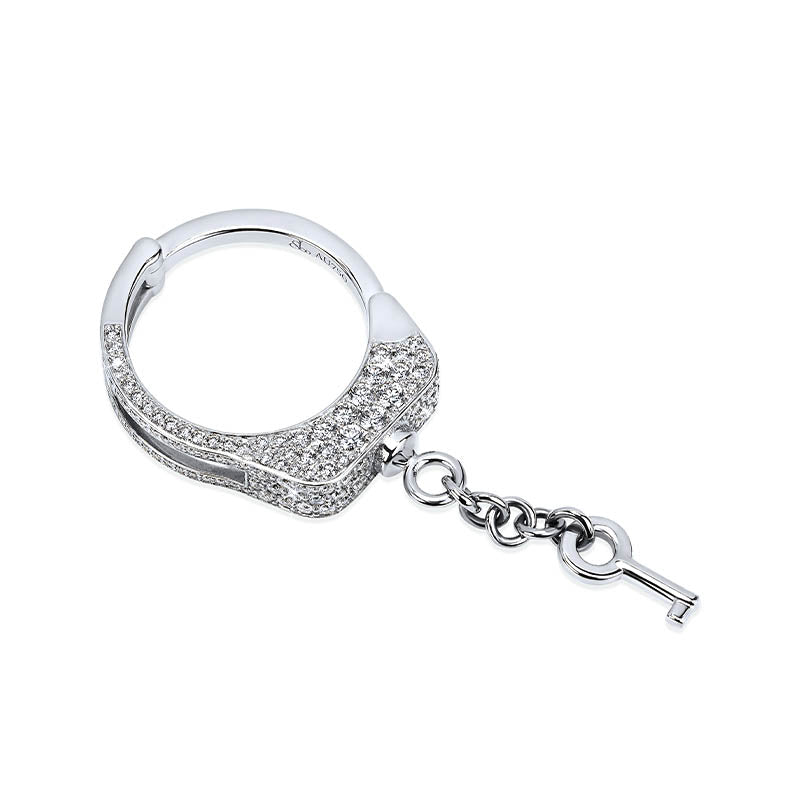 Jacob & Co. White Gold & Diamond Love Lockdown Key Cuff Ring