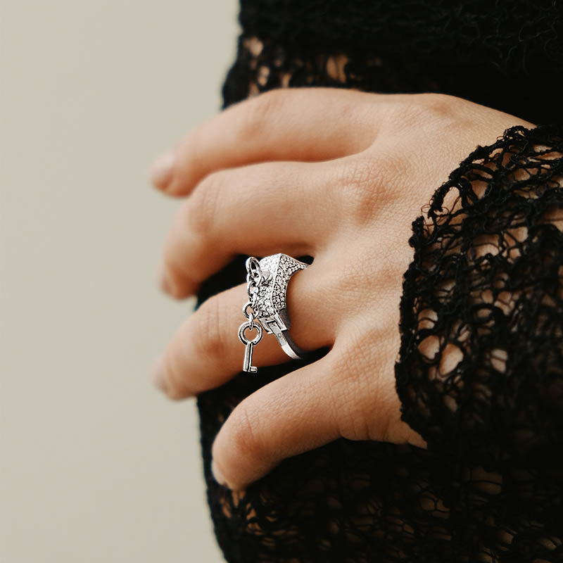 Jacob & Co. White Gold & Diamond Love Lockdown Key Cuff Ring