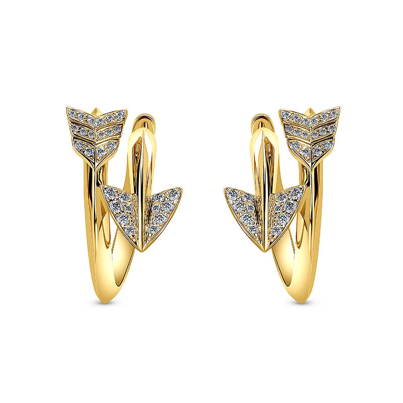 Jacob & Co. Yellow Gold & Diamond Super Arrow Earrings