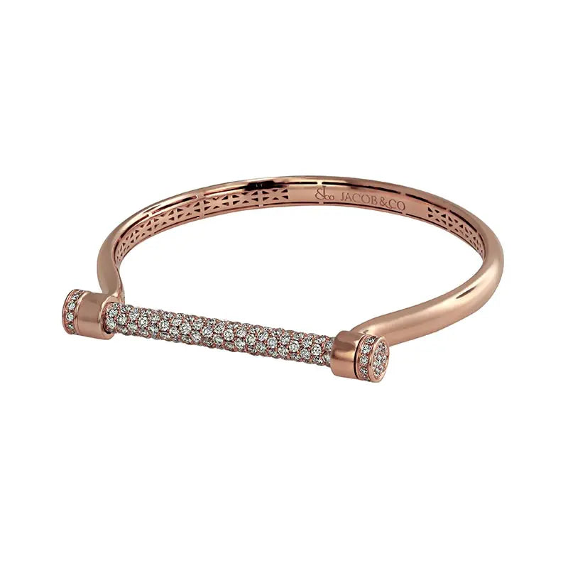 Jacob & Co. Estribo Rose Gold Diamond Bangle