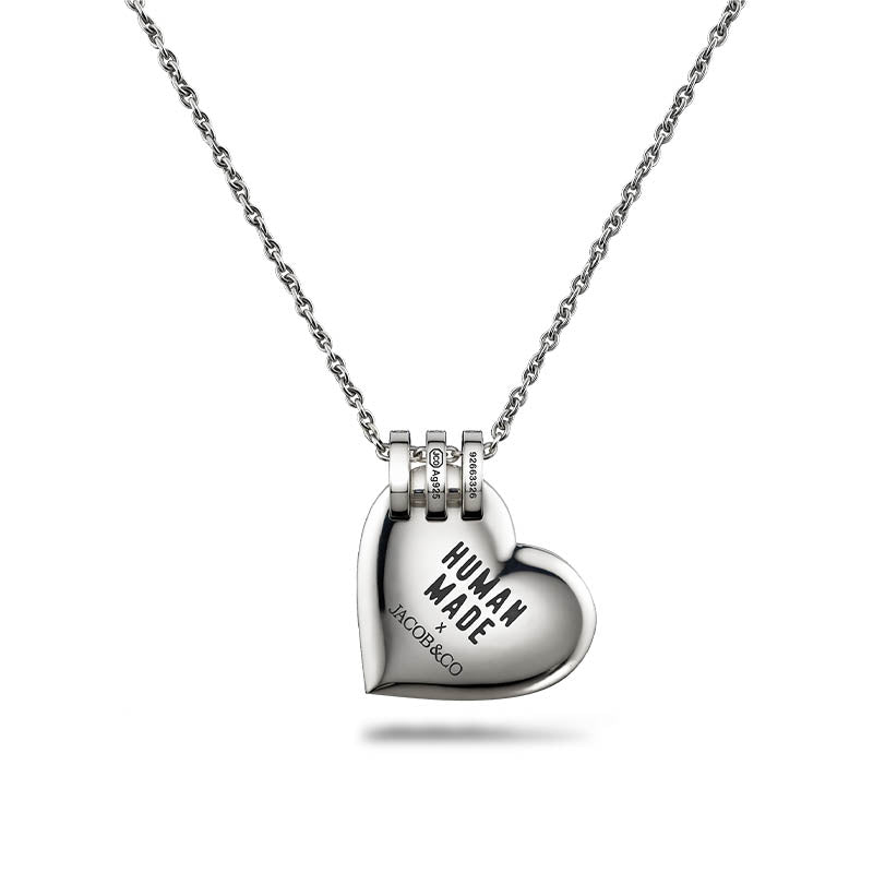 Jacob & Co x HUMAN MADE Sterling Silver & Red Enamel Heart Pendant with Diamond Bail
