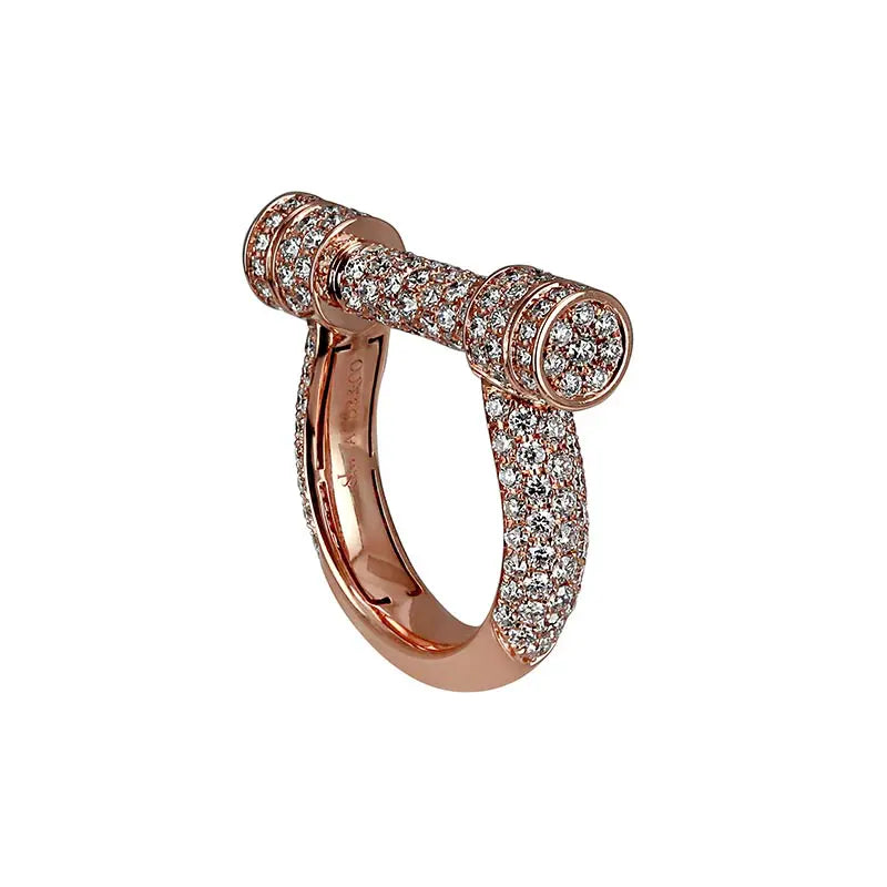 Jacob & Co. Estribo Rose Gold Full Diamond Pavé Ring
