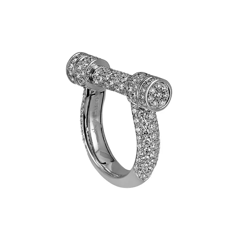 Jacob & Co. Estribo White Gold Full Diamond Pavé Ring