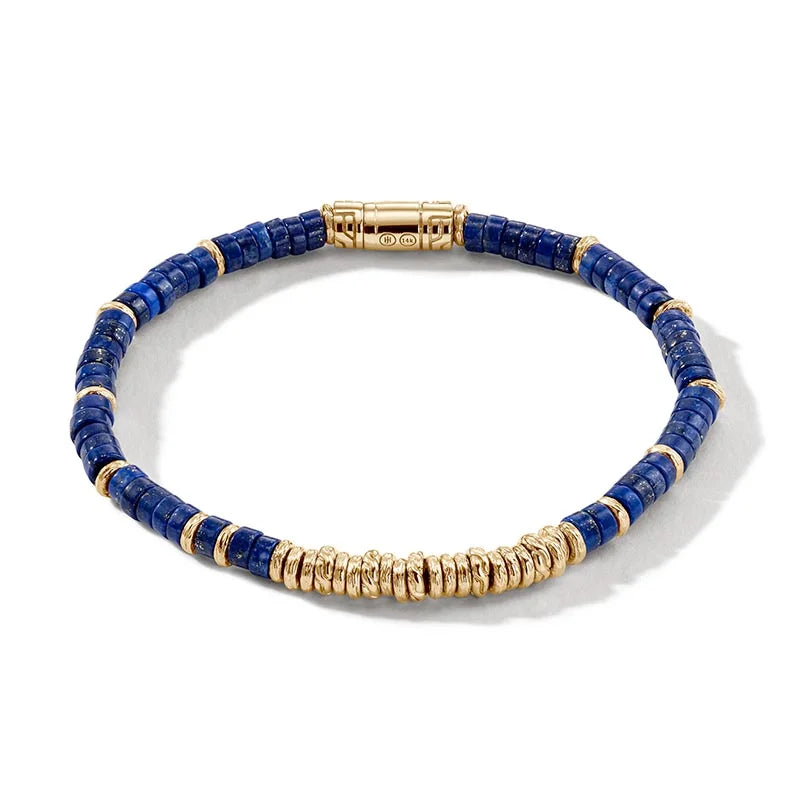 John Hardy 4mm Classic Chain Heishi Lapis Lazuli Bracelet