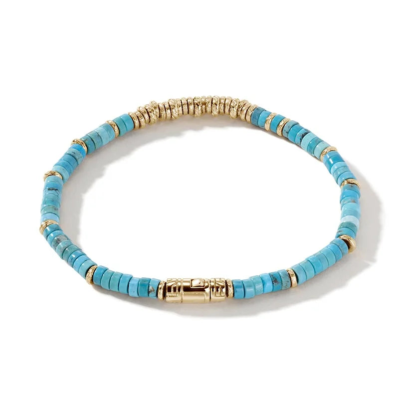 John Hardy 4mm Classic Chain Heishi Turquoise Bracelet