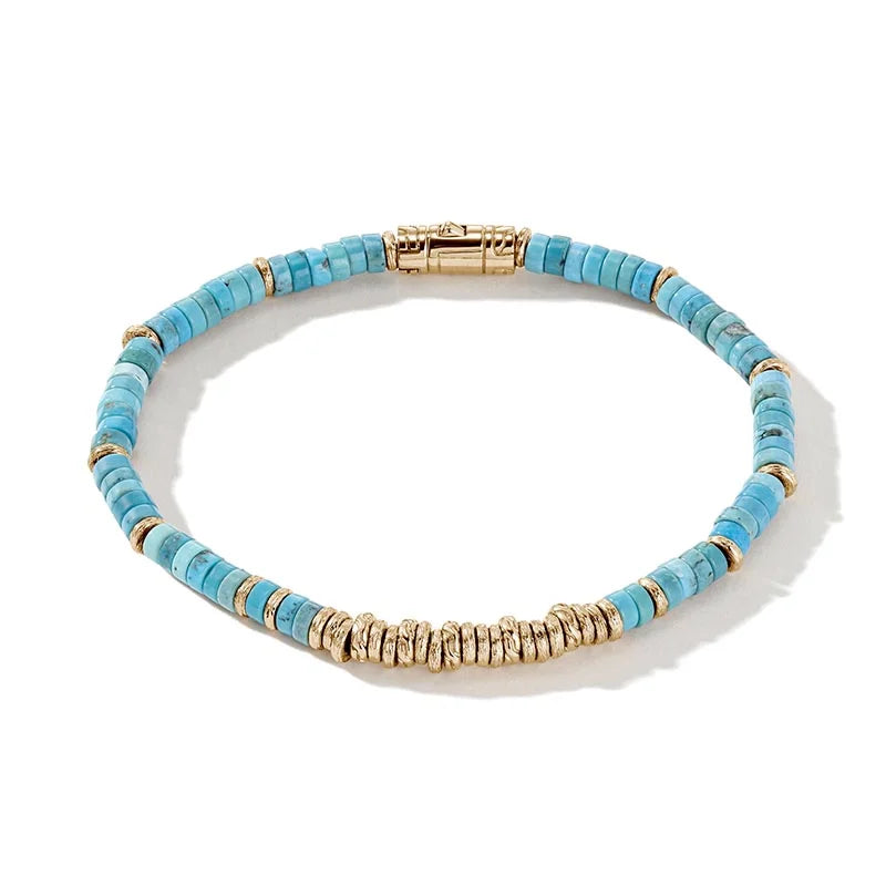 John Hardy 4mm Classic Chain Heishi Turquoise Bracelet