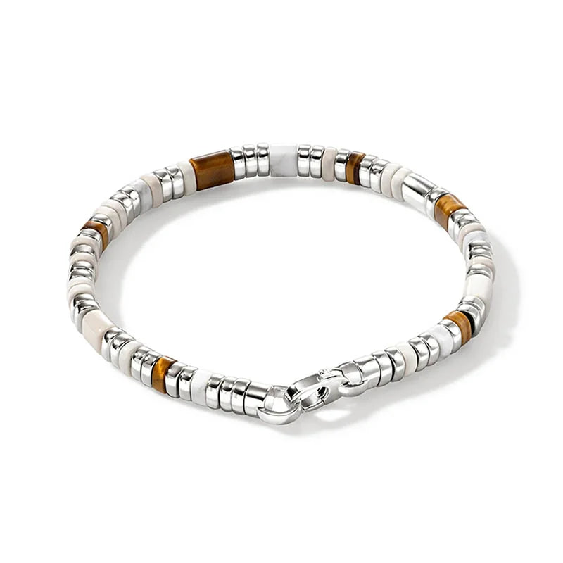 John Hardy 5mm Colourblock Tiger Eye, Howlite & Enamel Bracelet