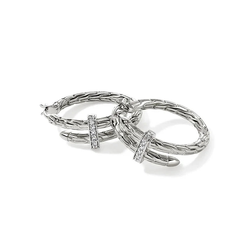 John Hardy Spear Diamond Hoop Earrings