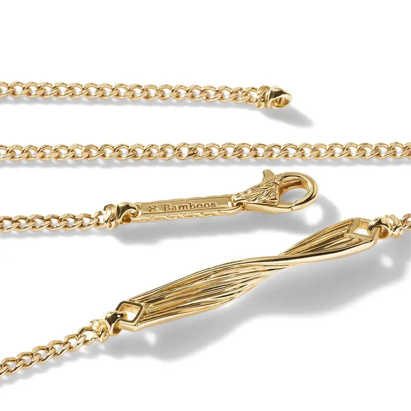 John Hardy Yellow Gold Bamboo Striated Station Necklace