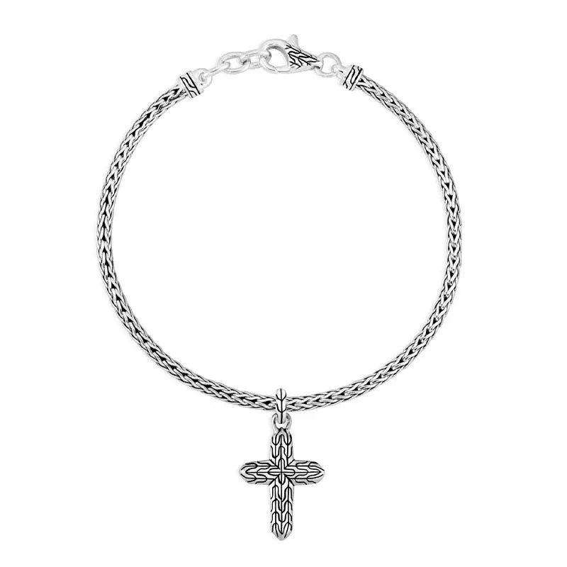 John Hardy 2.5mm Classic Chain Cross Charm Bracelet