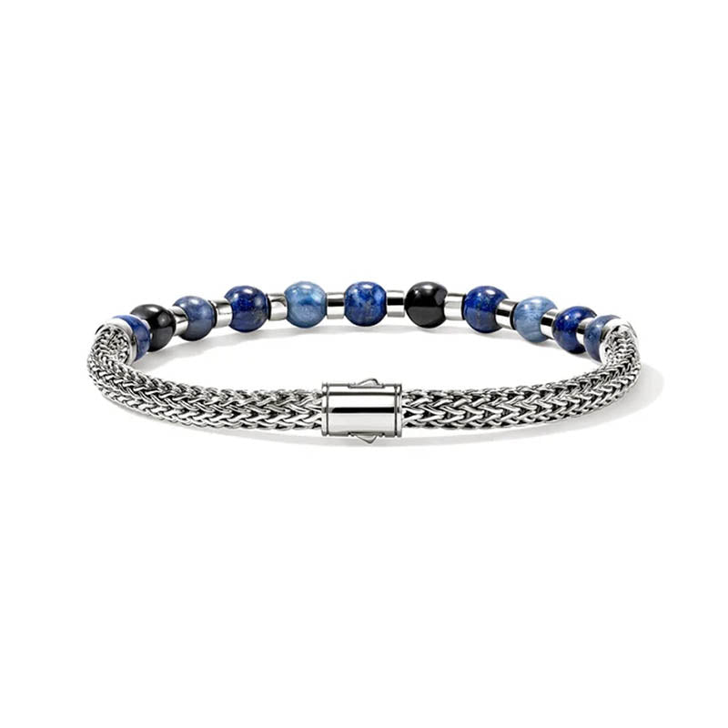 John Hardy Beaded Sterling Silver, Kyanite, Lapis Lazuli, Blue Tiger Eye & Sodalite Bracelet