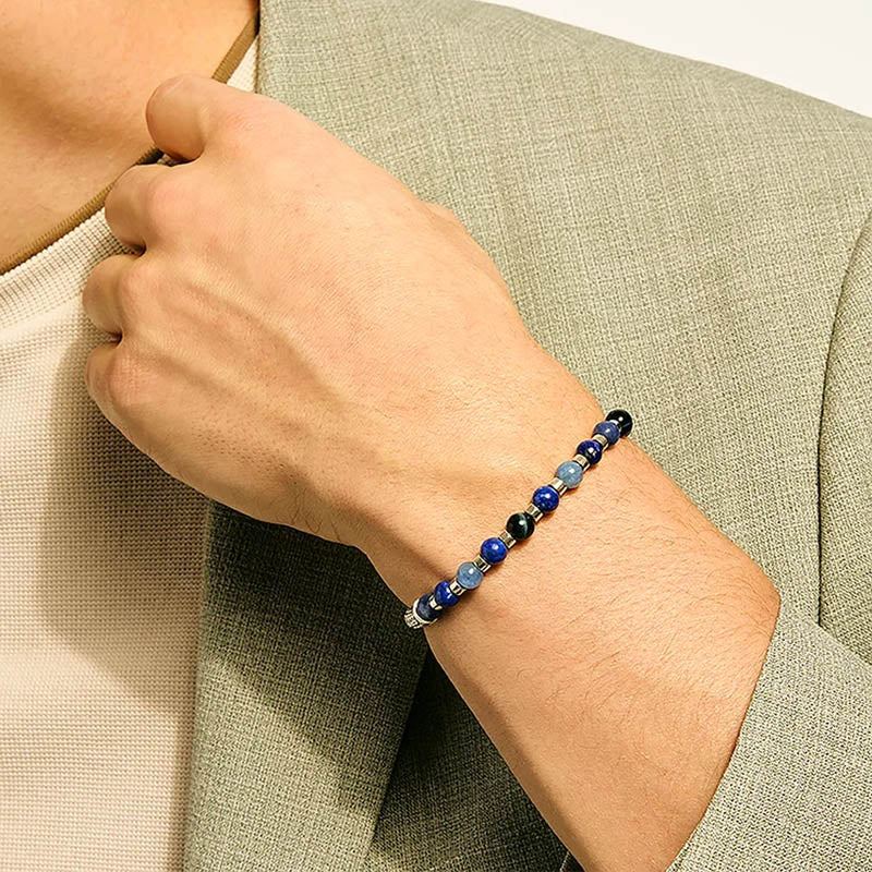 John Hardy Beaded Sterling Silver, Kyanite, Lapis Lazuli, Blue Tiger Eye & Sodalite Bracelet