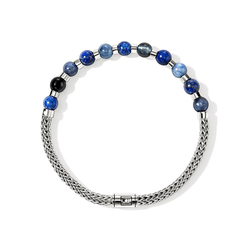 John Hardy Beaded Sterling Silver, Kyanite, Lapis Lazuli, Blue Tiger Eye & Sodalite Bracelet
