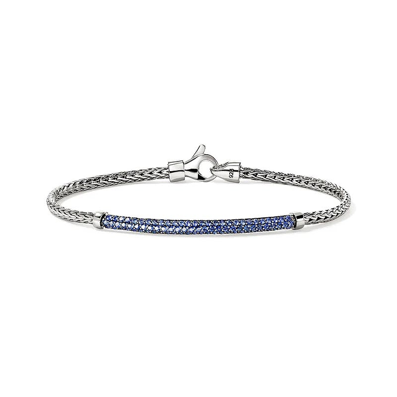 John Hardy Sterling Silver 2.5mm Essentials Bracelet with Blue Sapphires