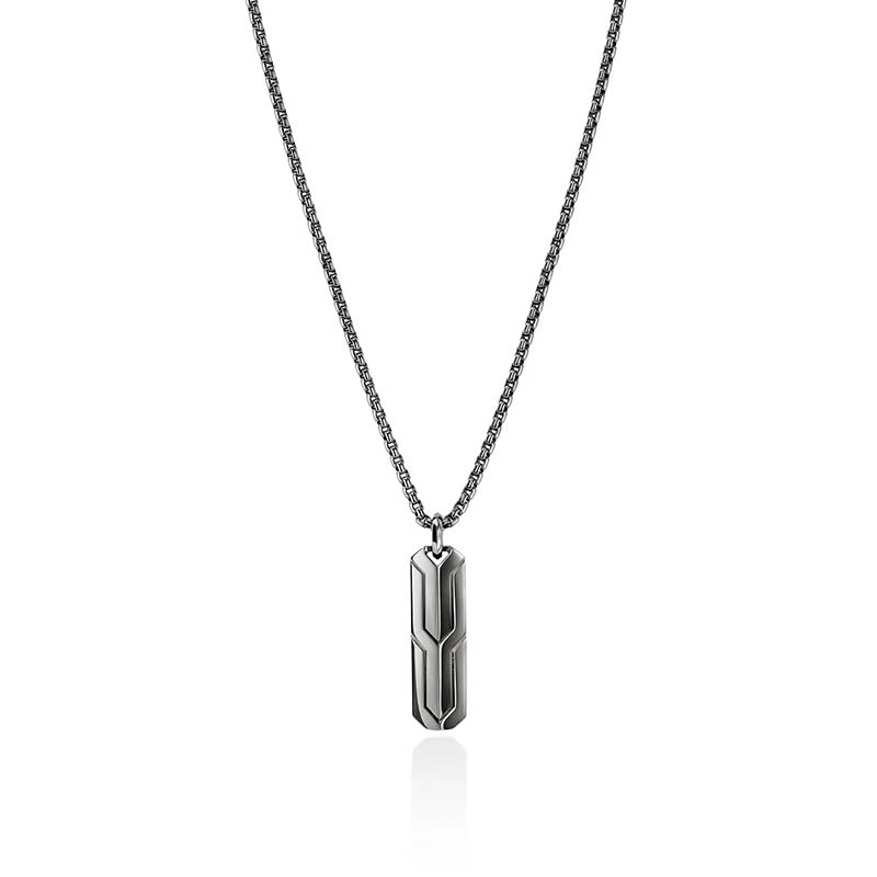 John Hardy Dark Sterling Silver Icon Tag Pendant Necklace