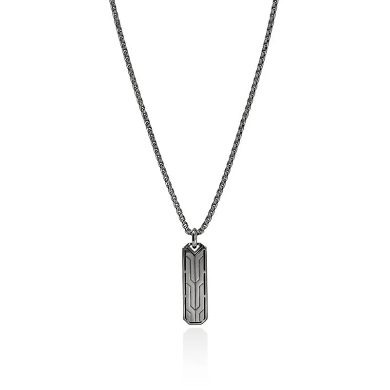 John Hardy Dark Sterling Silver Icon Tag Pendant Necklace