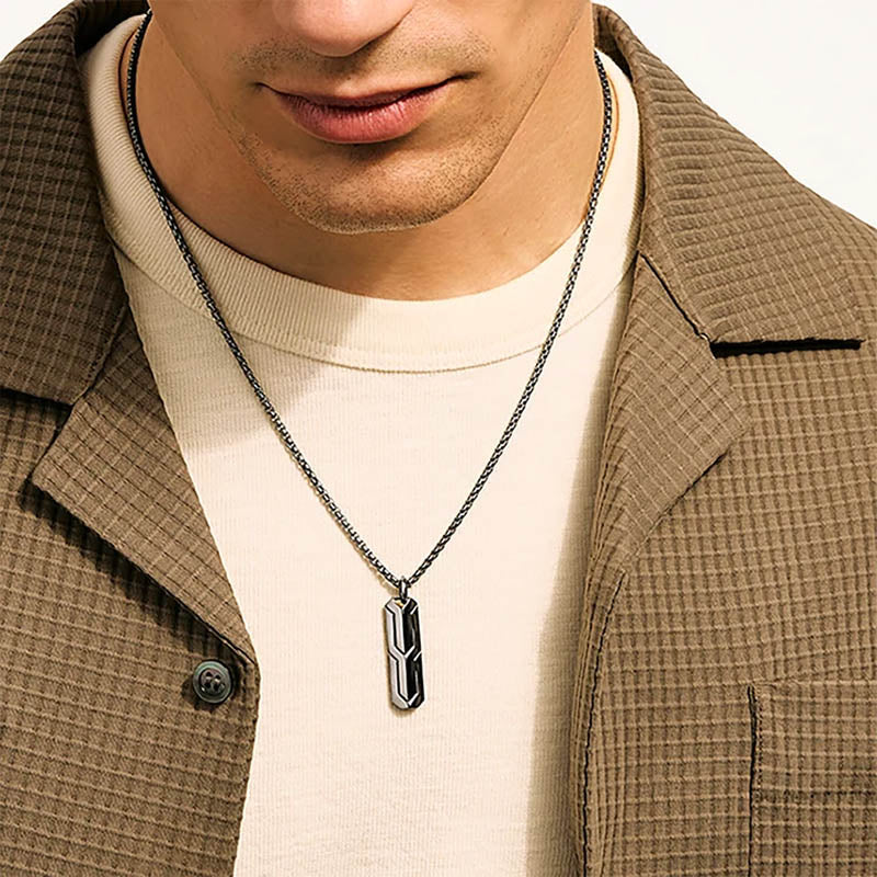 John Hardy Dark Sterling Silver Icon Tag Pendant Necklace