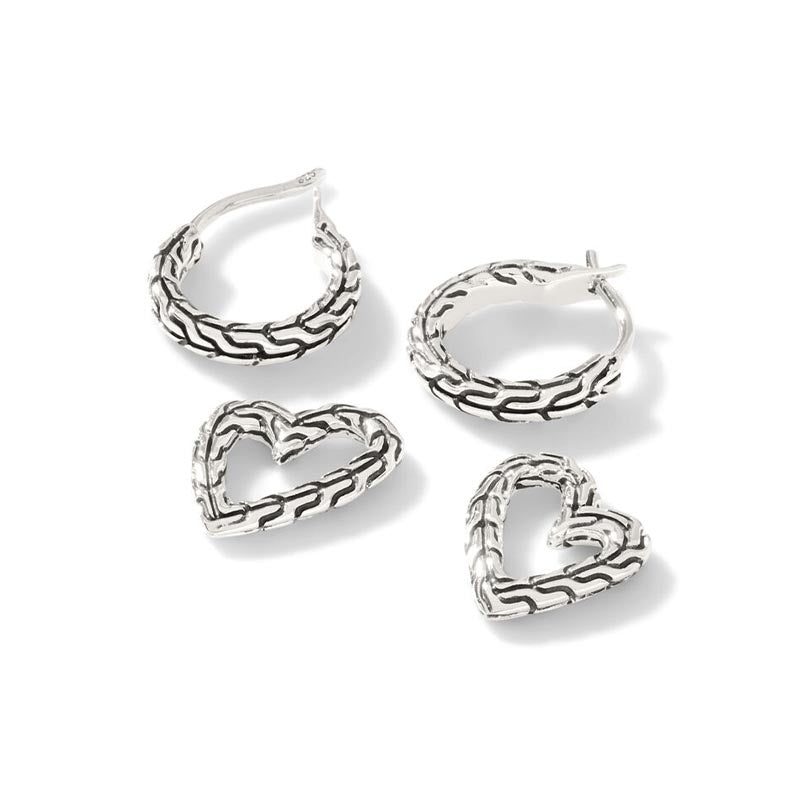 John Hardy Sterling Silver Manah Heart Convertible Earrings