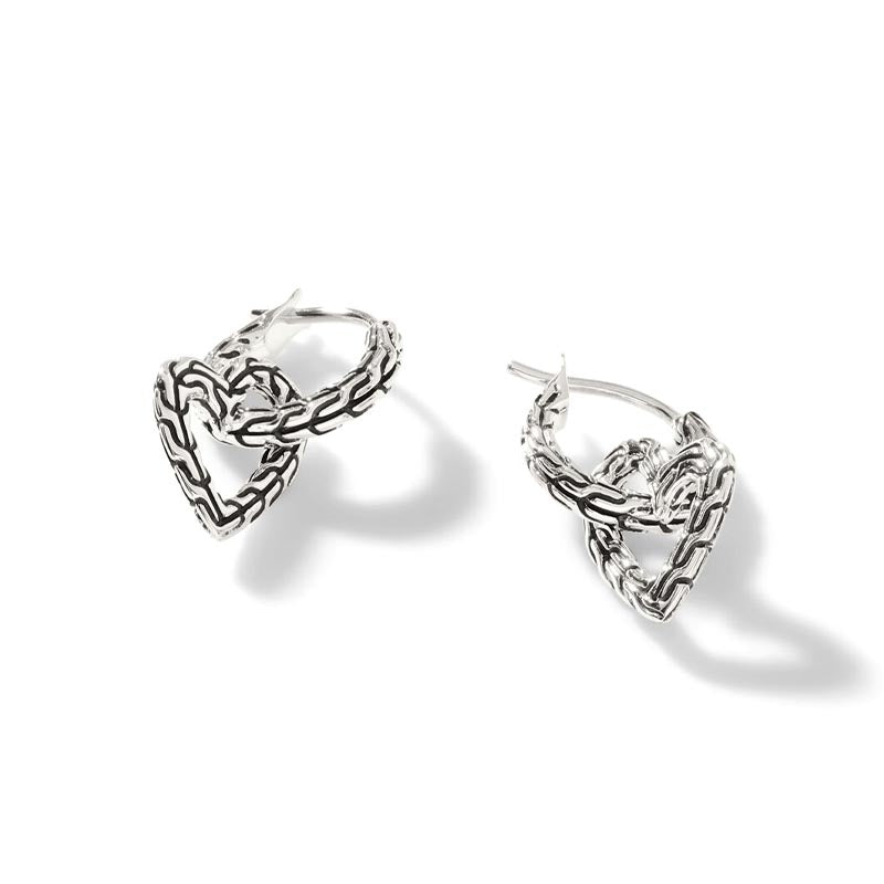 John Hardy Sterling Silver Manah Heart Convertible Earrings