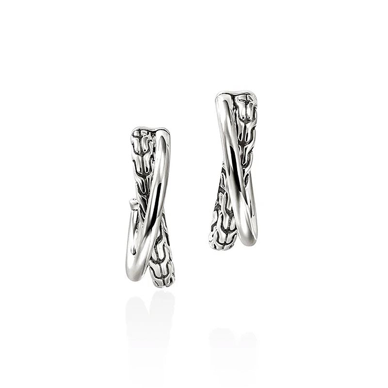 John Hardy Sterling Silver 20.5mm Essentials Crossover Earrings