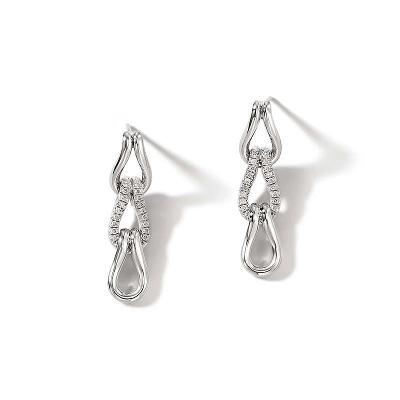 John Hardy Sterling Silver & Diamond Surf Drop Earrings