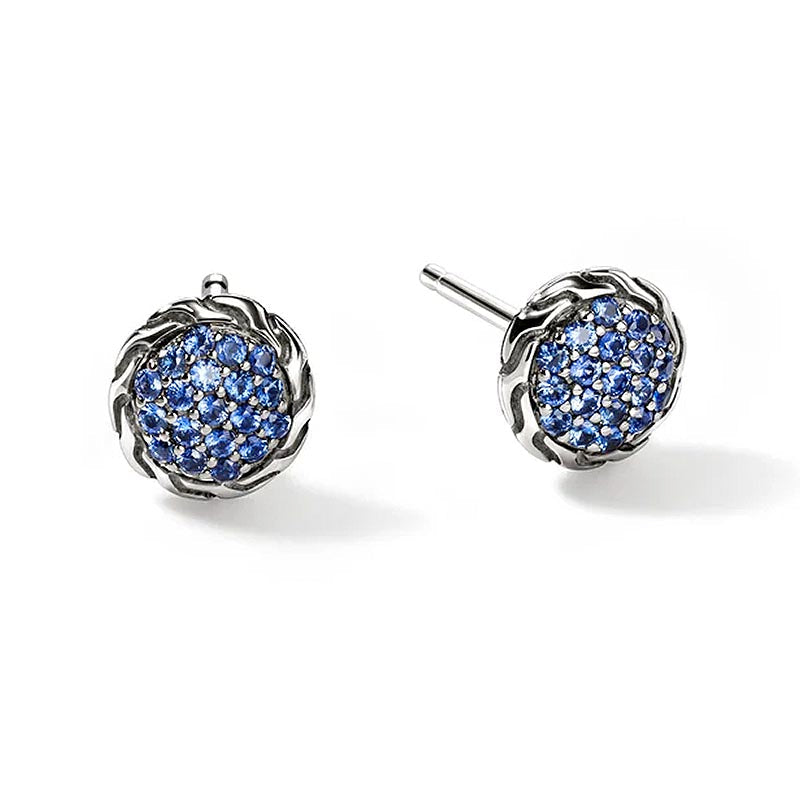 John Hardy Sterling Silver & Blue Sapphire 7mm Essentials Earrings