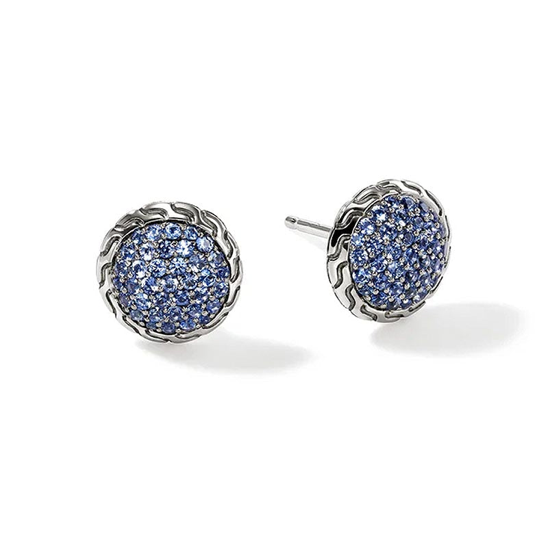 John Hardy Sterling Silver & Blue Sapphire10mm Essentials Earrings