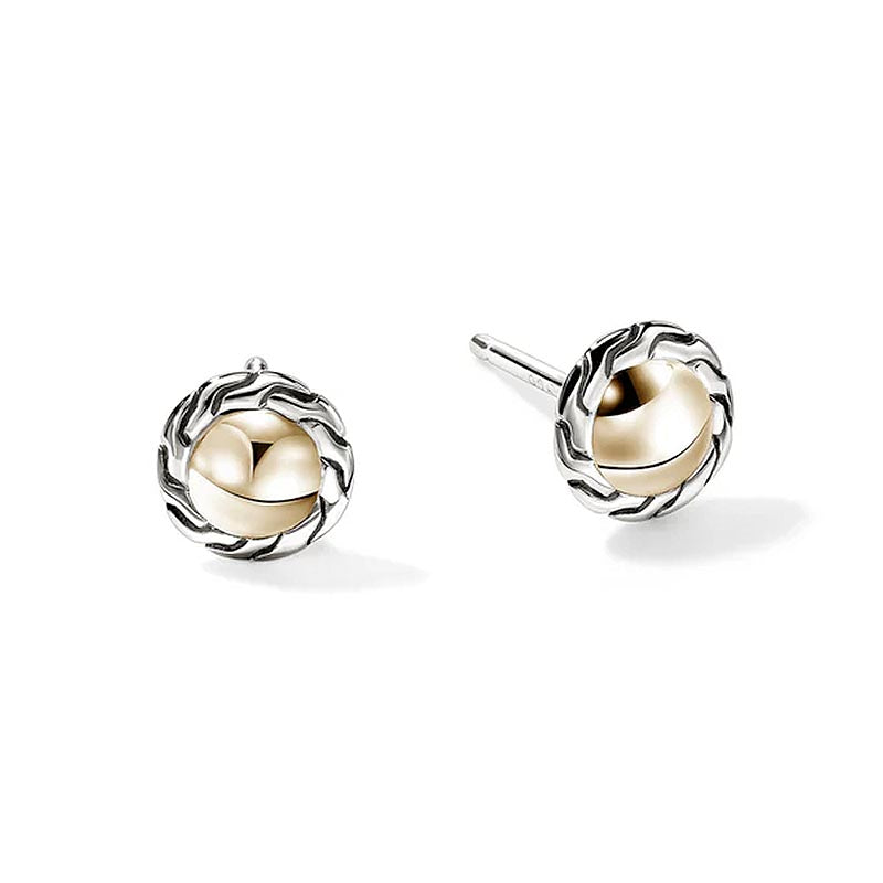 John Hardy Sterling Silver & Yellow Gold 7mm Essentials Earrings