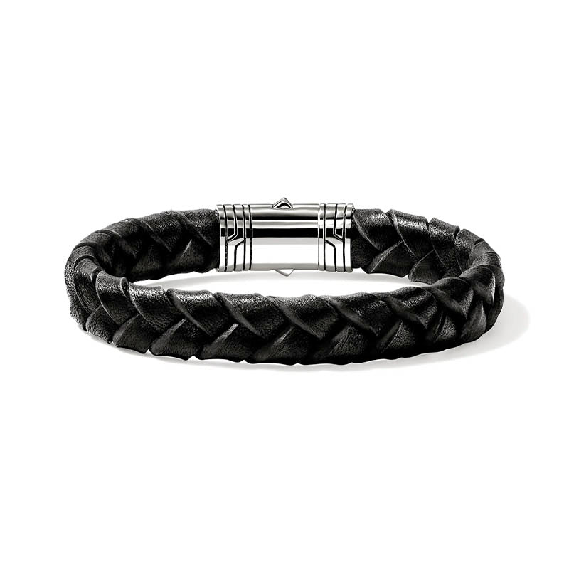 John Hardy Essentials 10mm Braided Leather Bracelet