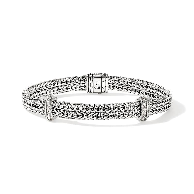 John Hardy Icon Sterling Silver & Diamond 6mm Bracelet