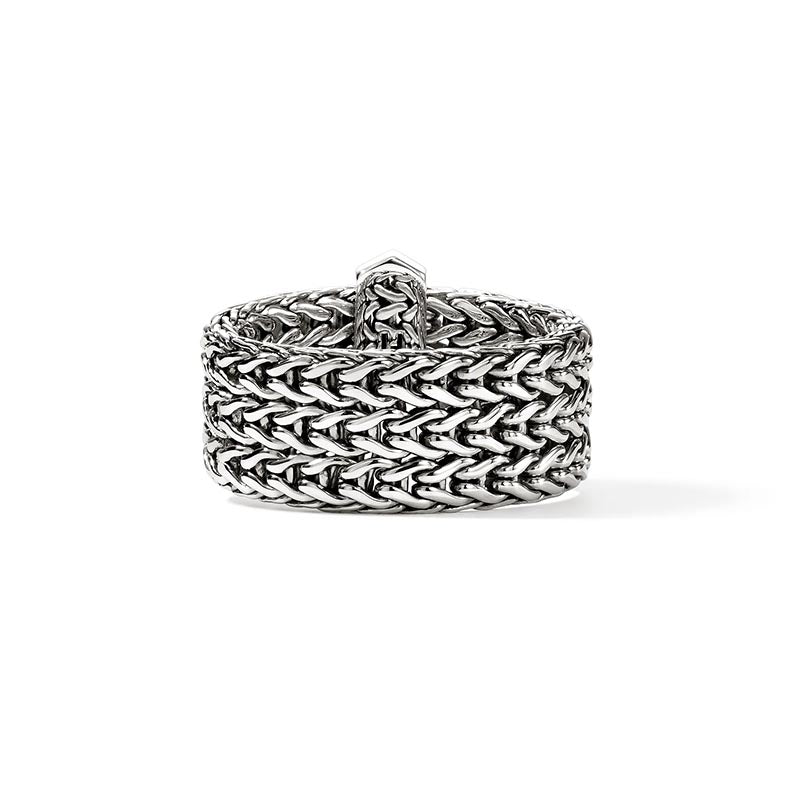 John Hardy Icon Sterling Silver & Diamond 9mm Bar Ring