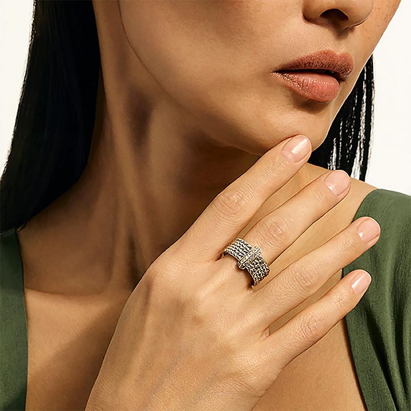 John Hardy Icon Sterling Silver & Diamond 9mm Bar Ring