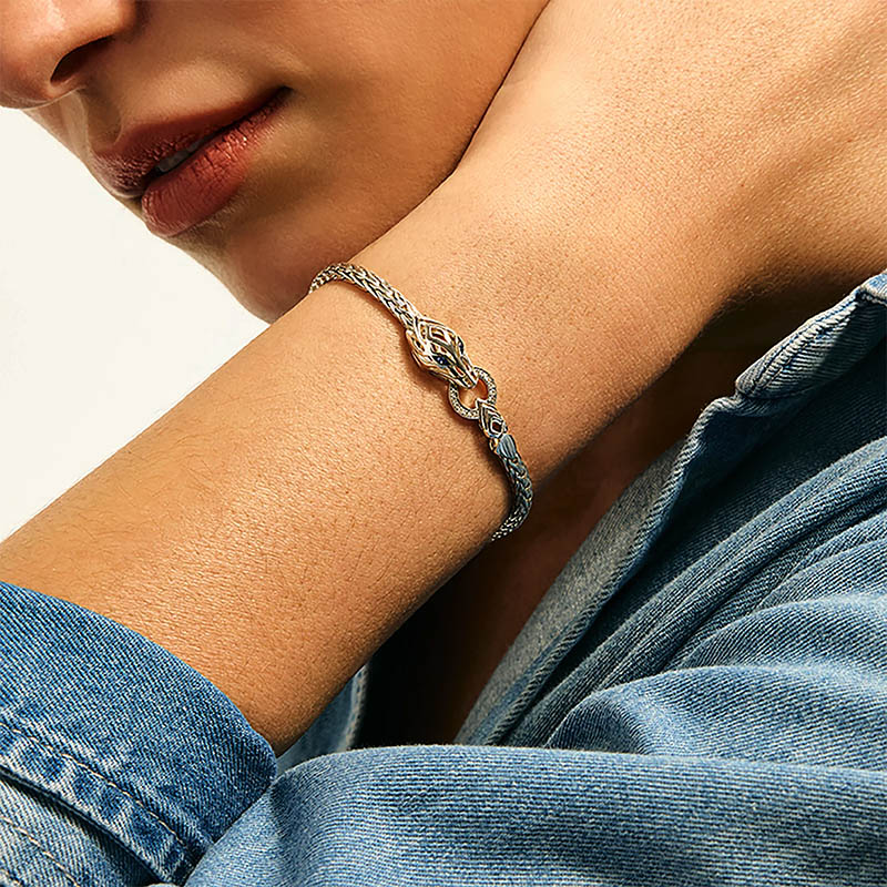 John Hardy Naga Sterling Silver & Diamond Bracelet