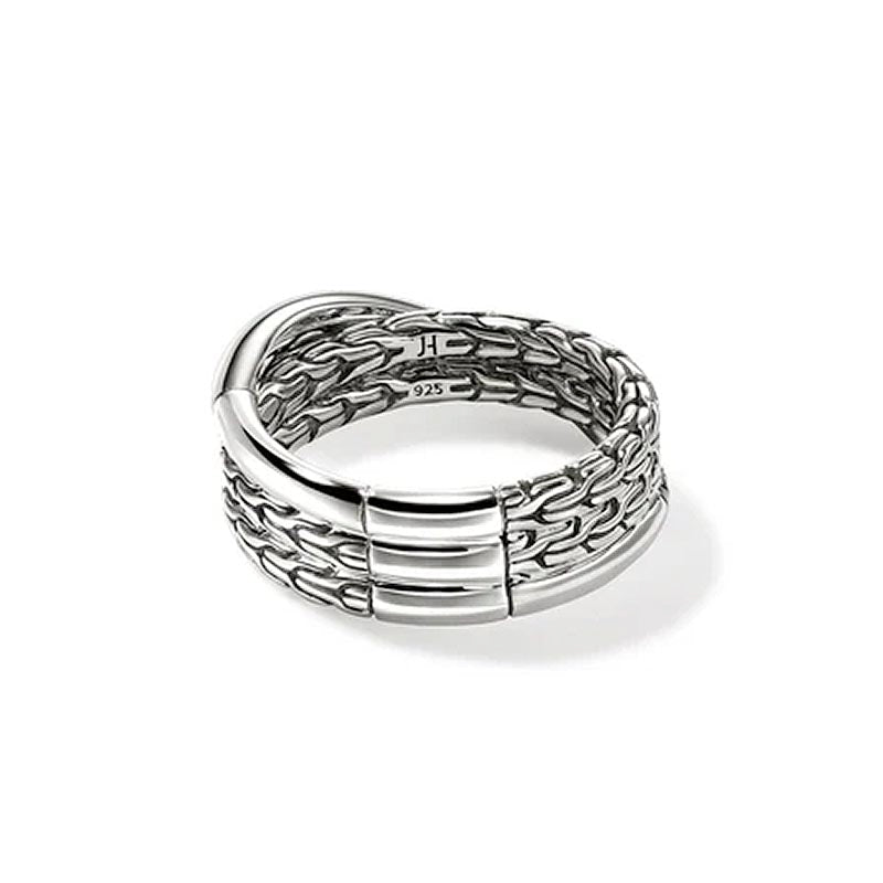 John Hardy Sterling Silver 7.5mm Essentials Crossover Ring