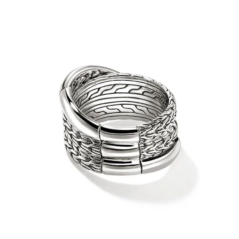 John Hardy Sterling Silver 12.5mm Essentials Crossover Ring