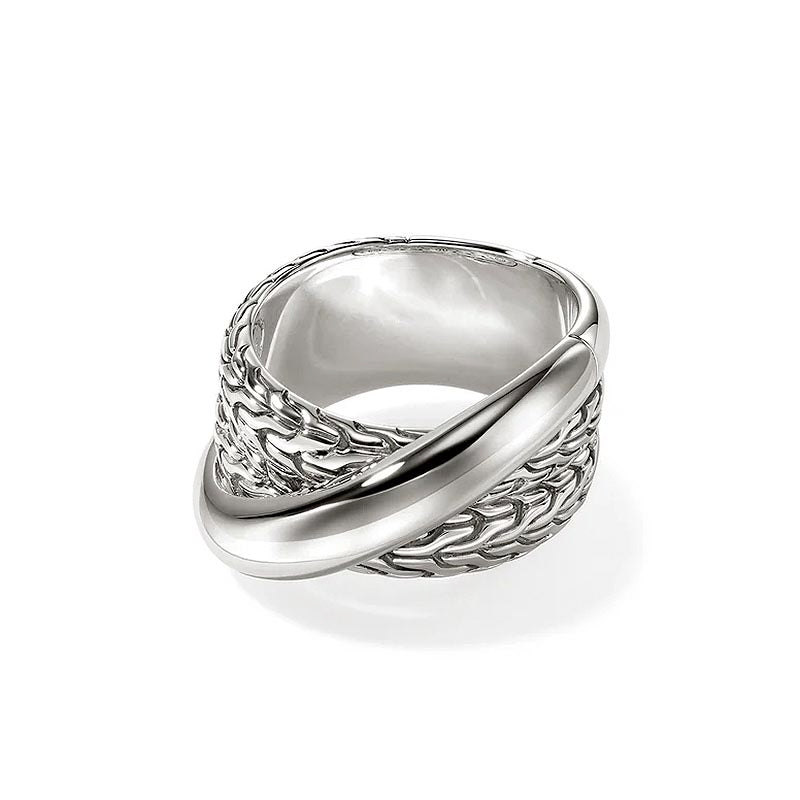 John Hardy Sterling Silver 12.5mm Essentials Crossover Ring