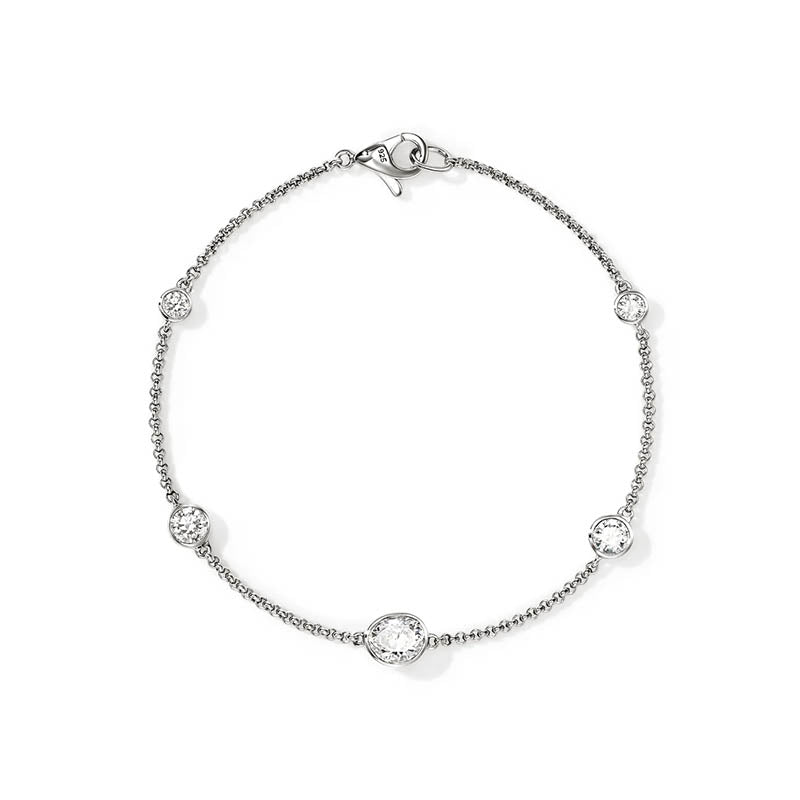 John Hardy Sterling Silver 1.5mm Lovestruck Station Diamond Bracelet