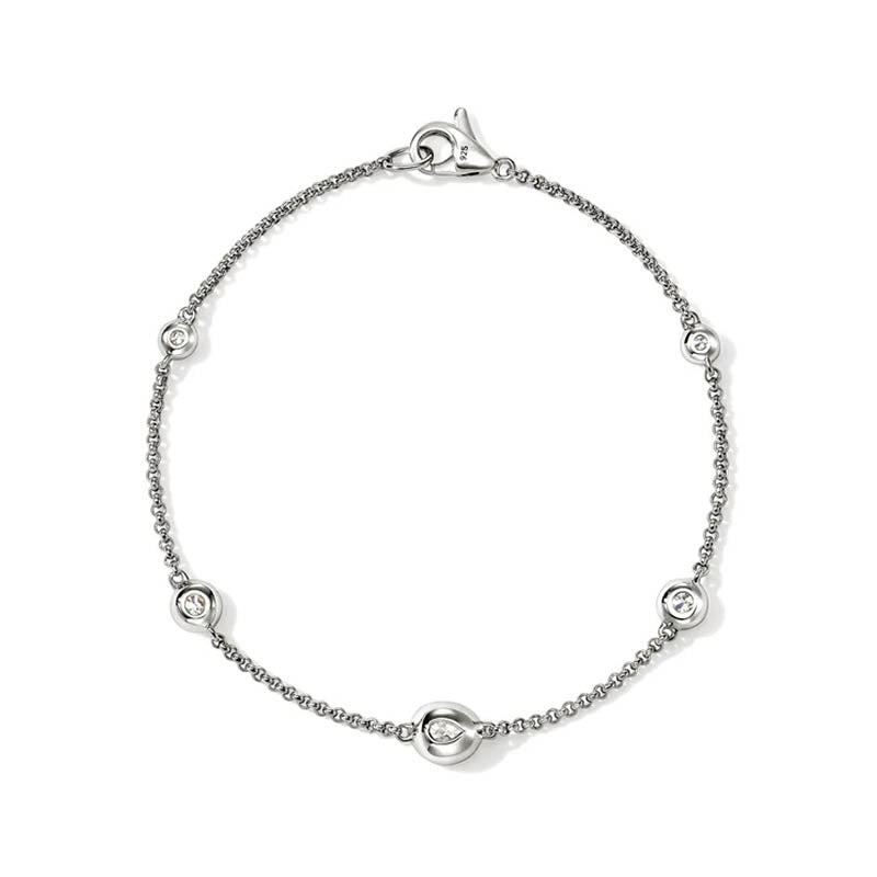 John Hardy Sterling Silver 1.5mm Lovestruck Station Diamond Bracelet
