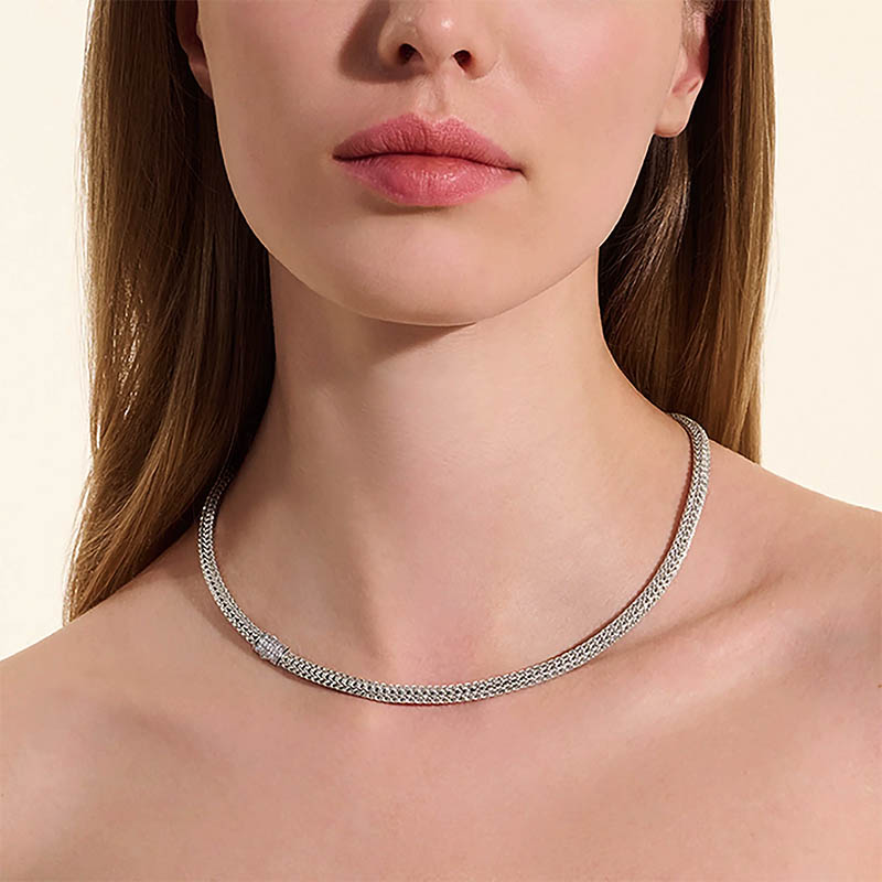 John Hardy Sterling Silver 5mm Icon Necklace with Diamond Clasp